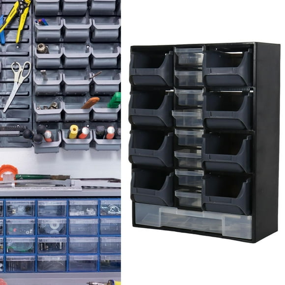 Ximing Hardware Parts Organizer Storage Bins Wall Mount Multi Drawers Tool Box for Crafts Beads Art Supplies Screws Nuts Nails Bolts Black