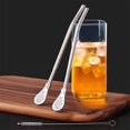 thumbnail image 3 of 4 Pcs Premium Spoons Mate Straw, Drinking Stirring Spoon Head Filter Straws with 2 Cleaning Brushes, 3 of 4