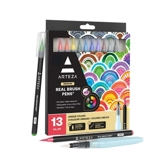 Set 12 Brush Pen Colores Plumón Arteza Punta Pincel Dibujo