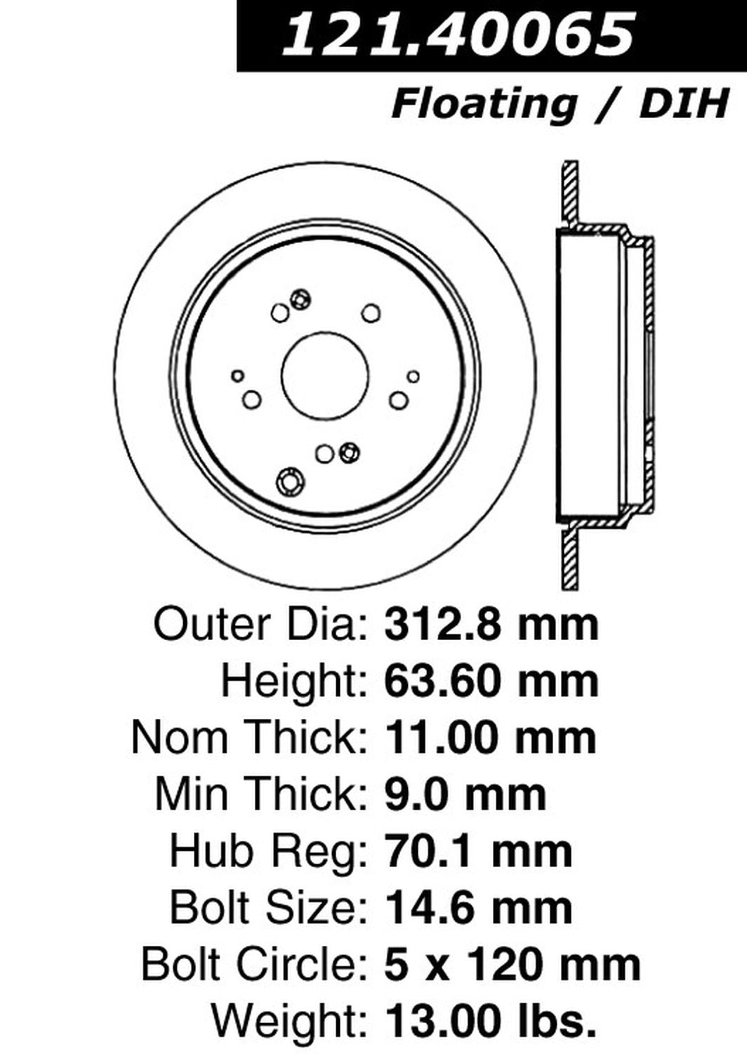 C-Tek Disc Brake Rotor 121.40065 Fits select: 2005-2010 HONDA ODYSSEY