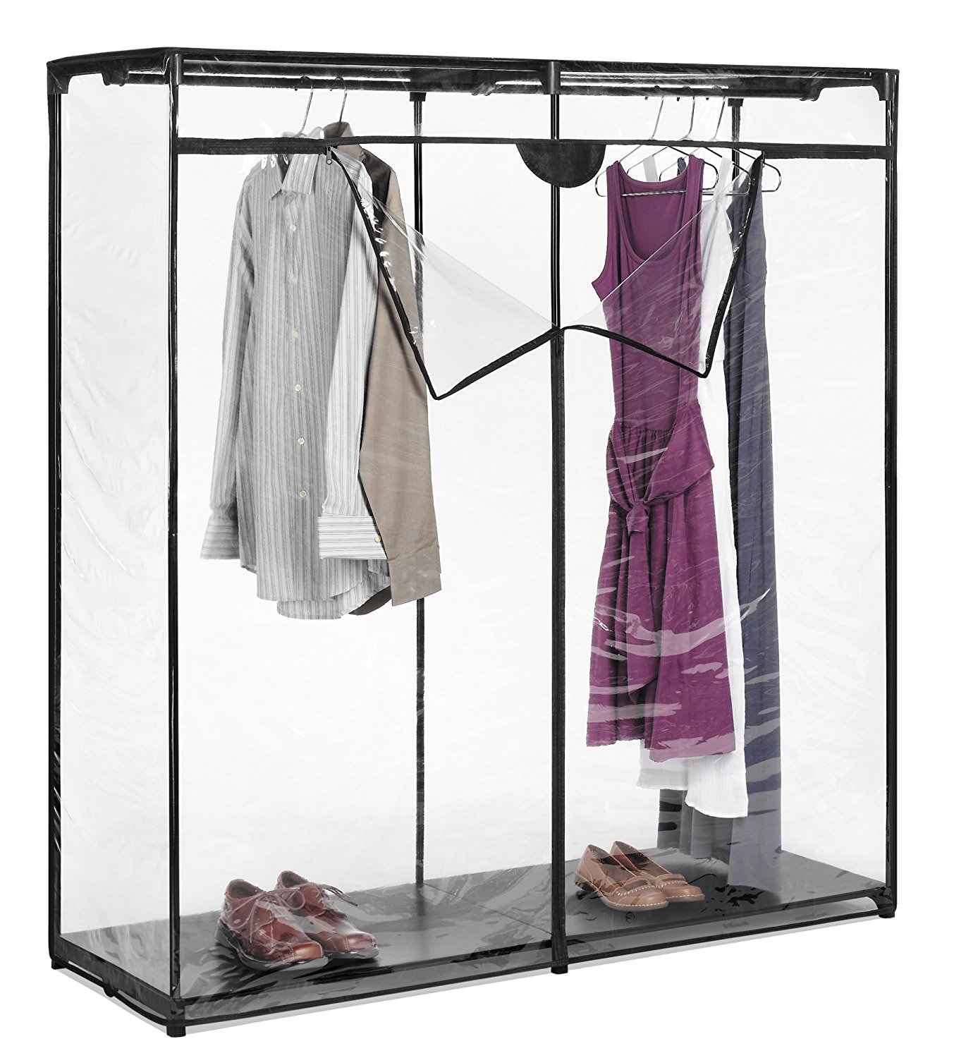 Whitmor Extra Wide 60 inch Metal Freestanding Closet Systems, Black and Clear - image 3 of 5