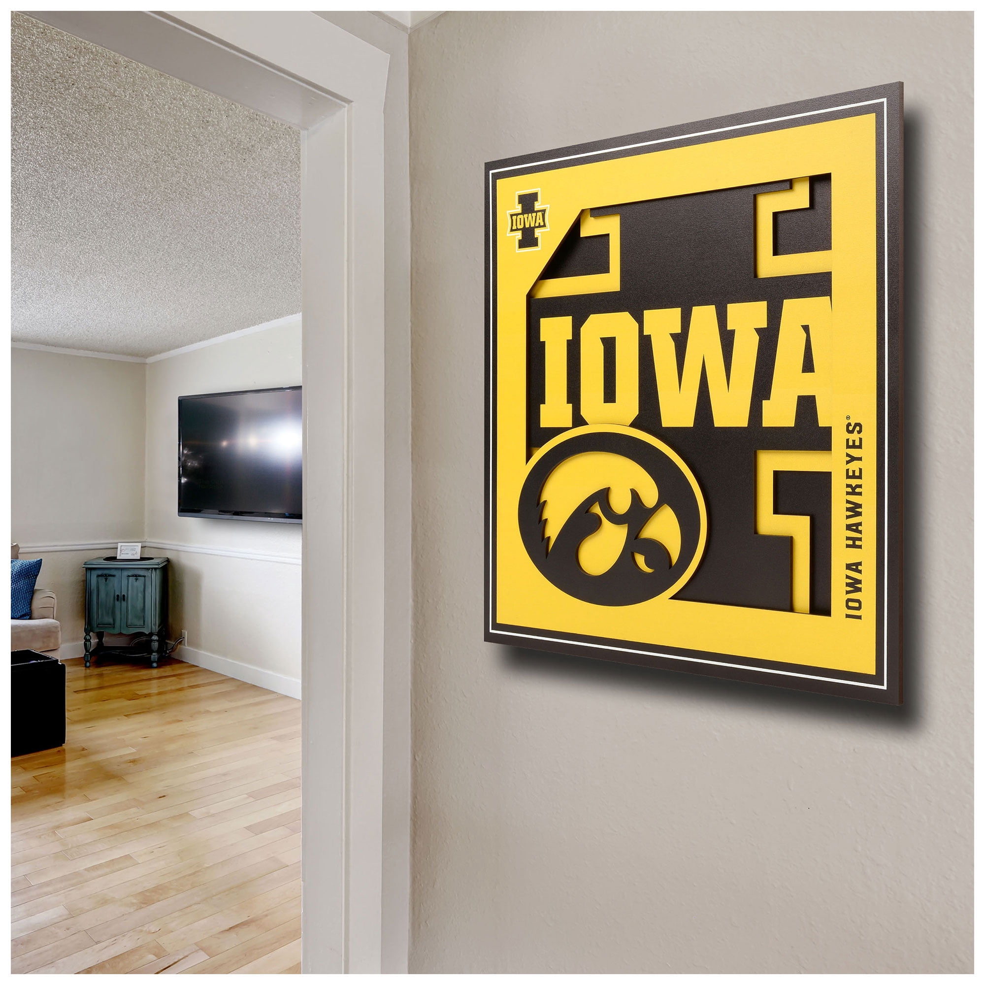 Iowa Hawkeyes 12'' x 12'' 3D Logo Wall Art