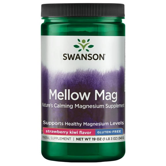 Swanson Mellow Mag Calming Anti-Stress Drink Mix, Strawberry Kiwi Flavor 330 mg 19 oz Powder