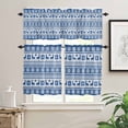 thumbnail image 2 of Christmas Elk Kitchen Curtains and Valances Set, Snowflakes Blue Retro Texture Rod Pocket Window Valance 18 Inch Window Curtain Panels for Living Room Bedroom Laundry, 27.5x24in, 3 Pieces, 2 of 7
