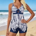 thumbnail image 2 of Levmjia Women's Tankini Swimsuit drawstring split High Waisted Floral printed With Chest Cushion Bra No Steel Support loose Beach Vacation Summer Swimwear, 2 of 6