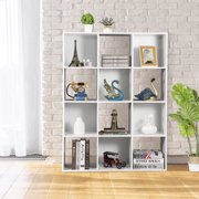 SuperDeal 12 Cube Storage Organizer Wooden Bookshelf Display W/Removable Back Panels White