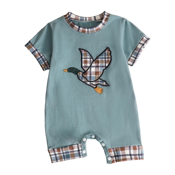 Akiihool Baby Boy Outfits Newborn Baby Cute Design Bodysuit Short Sleeve One-Piece Baby Clothes for Boys (Blue,12-18 Months)