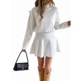 thumbnail image 2 of Fall Sweater Sets Skirt Sets Women 2 Piece Outfits Long Sleeve Top and Skirts Set White S, 2 of 7