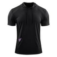 thumbnail image 4 of FRSASU Men's Short Sleeve Hooded T-Shirts Drawstring Pockets Hoodie Tops Summer Workout Casual Plain Tees Black, 4 of 5