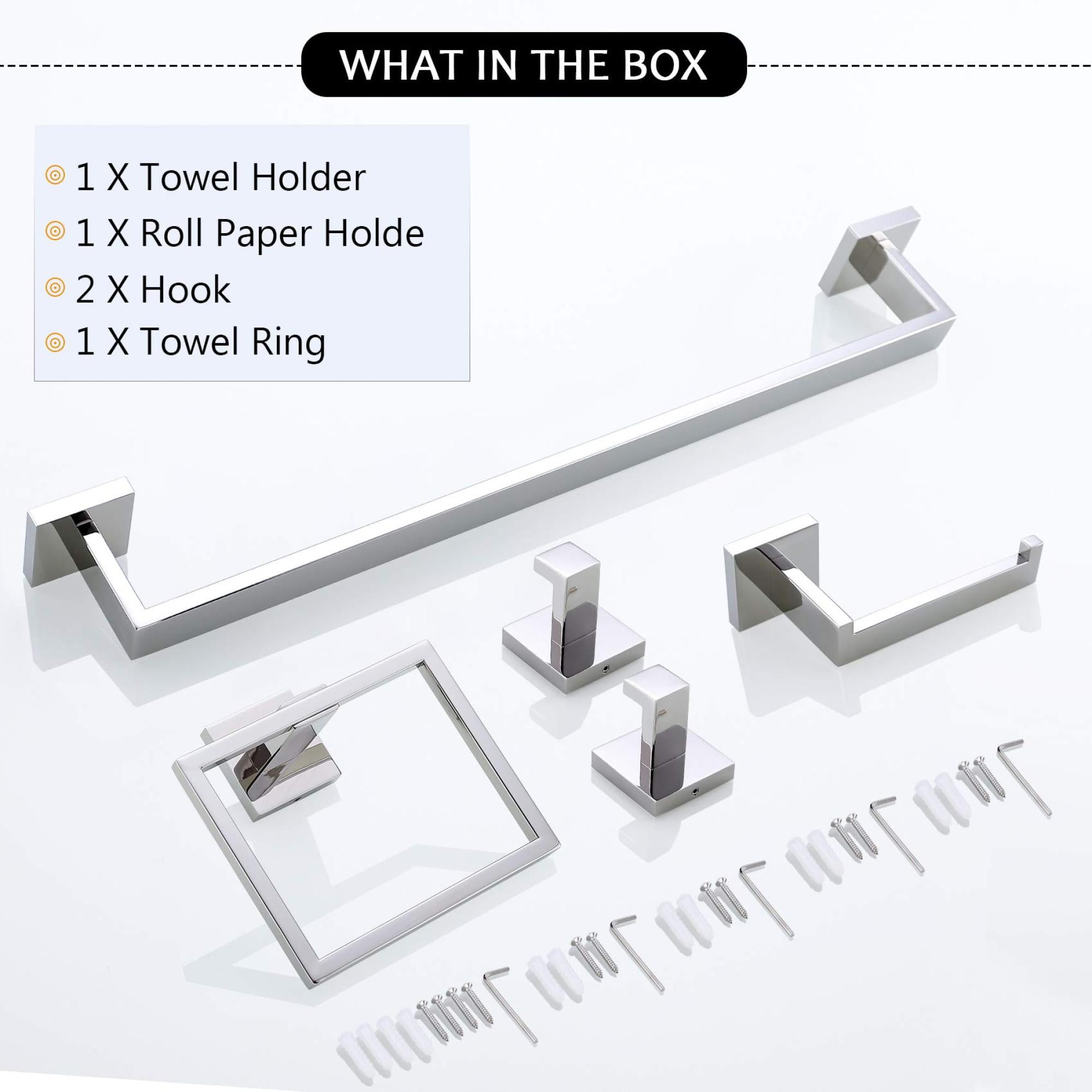 5 Pieces Bathroom Hardware Accessories Set Towel Bar Set Wall Mounted