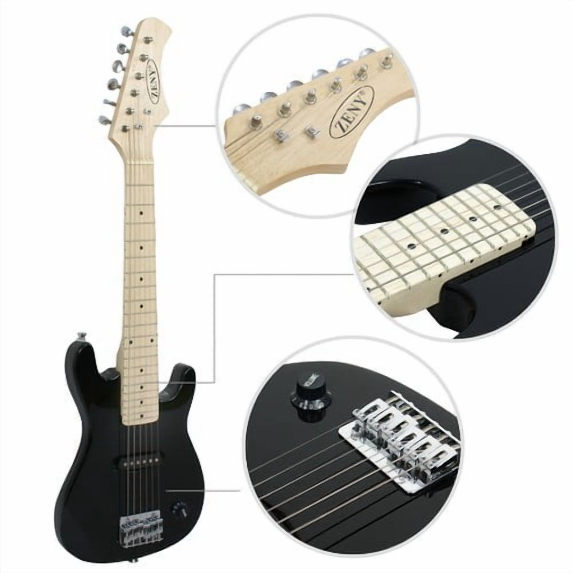 SONGMY 30" Kids Electric Guitar with 5 Watt Amp, Black Gig Bag Case & Guitar Strap, Beginner Electric Guitar Set