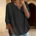 thumbnail image 2 of GZWYHT Womens Summer Tops Boho Tops Linen Shirts Cotton Gauze Tops Linen Tops Gauze Tops for Women Cotton Linen Tops Linen Blouses Tops for Women Trendy Peasant Tops Embroidered Shirts Black 3XL, 2 of 9