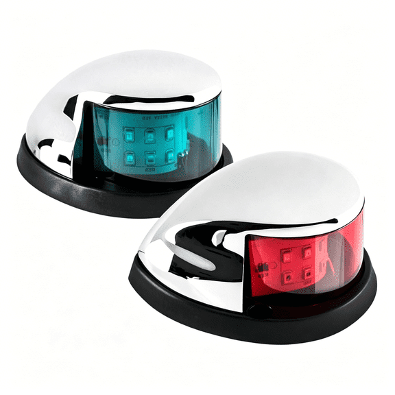 HIBIBUD Boat Navigation Light Red and Green LED Marine Navigation Boat Bow Light for Pontoon and Small Boat (Silver)