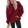 thumbnail image 2 of Dowegor Women's Casual Pocket Hoodie Long Sleeve Fashion Rope Pullover Hoodie Top Women's Fashion Hoodies & Sweatshirts Hooded Sweatshirt Women Womens Fall Sweatshirts Hot Pink 2Xl, 2 of 5
