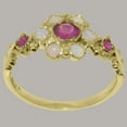 thumbnail image 2 of LBG British Made 10k Yellow Gold Natural Ruby & Opal Womens Engagement Ring - 33 size options - Size 6, 2 of 7