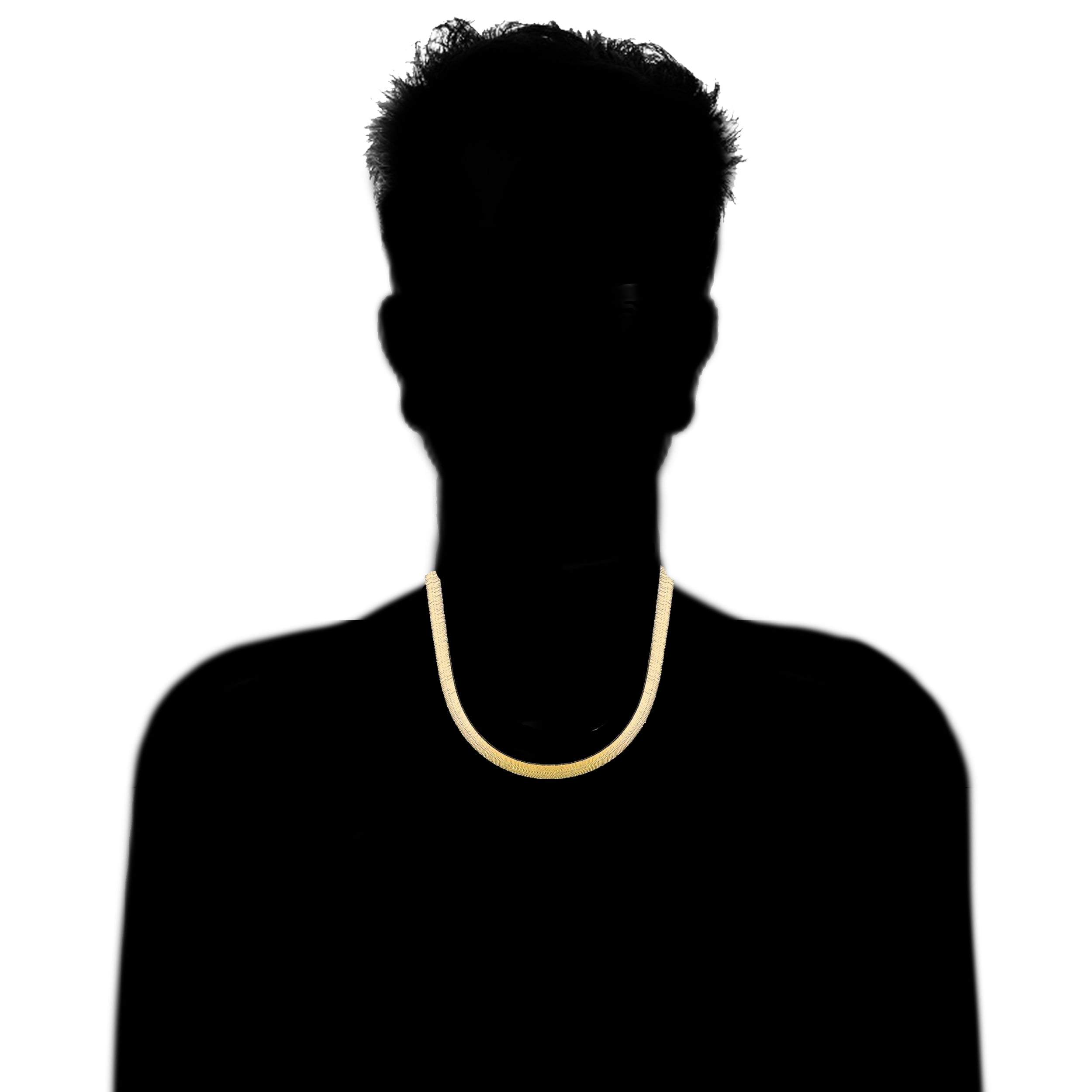 14k Yellow Gold Shiny Herringbone Chain Necklace 5 Mm (16, 18, 20, and 24 Inches)