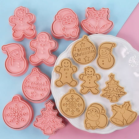 

8Pcs 3D Christmas Cookie Cutters Biscuit Mold Cookie Mould Stamp Baking Tools