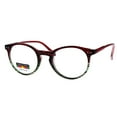 thumbnail image 2 of Round Keyhole Thin Plastic Horn Rim Tri-focal Progressive Reader Eyeglasses Red Green Stripe 1.75, 2 of 4