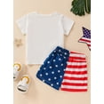 thumbnail image 5 of Aojekbee Kids Boys Shorts Set, Short Sleeve Letters Print T-shirt with Stars Stripes Shorts for Independence Day, 5 of 10