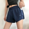 thumbnail image 2 of IDALL Women's High Waist Casual Athletic Yoga Sports Shorts Quick Dry Sporty Workout Layered Ruffle Elastic Hem Wide Leg Running Shorts for Women with Zipper Pocket Pants Z3-Blue S, 2 of 4