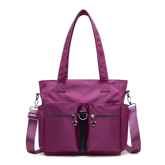 Bolso de mano informal para mujer, bolso de hombro, bolso de gran capacidad, bolso de nailon suave, morado