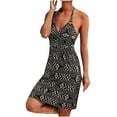 thumbnail image 4 of IROINNID Sundress For Women Casual Gorgeous Sleeveless Halter Bandage Printing Beach Sling Dress V-Neck Short Dress, 4 of 9