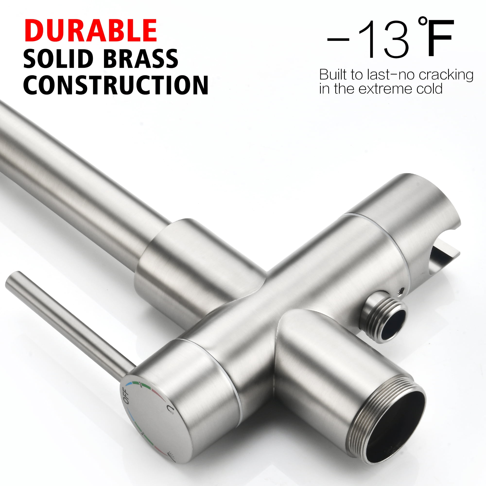 sumerain Floor Mount Bathtub Faucet with Hand Shower, Modern Brushed Nickel Freestanding Tub Faucet High Flow