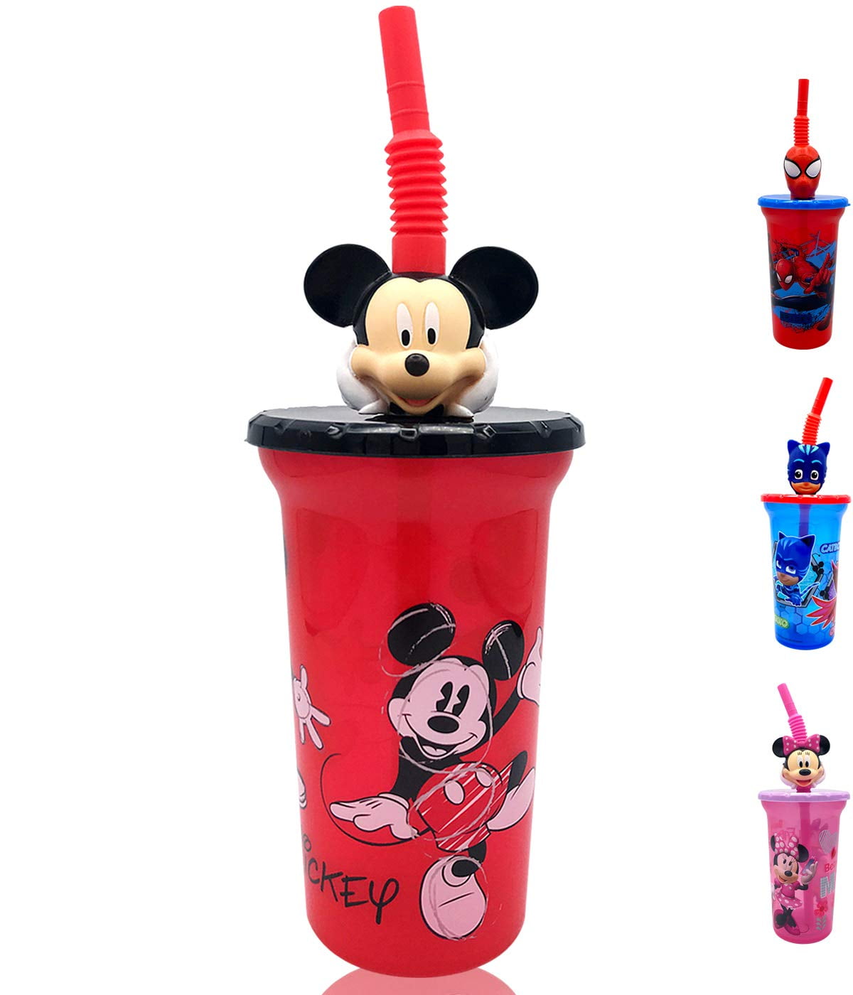 Disney Mickey Mouse Buddy Sips Water Tumbler with 3D Character Head Straw Drinkware, 1 Count