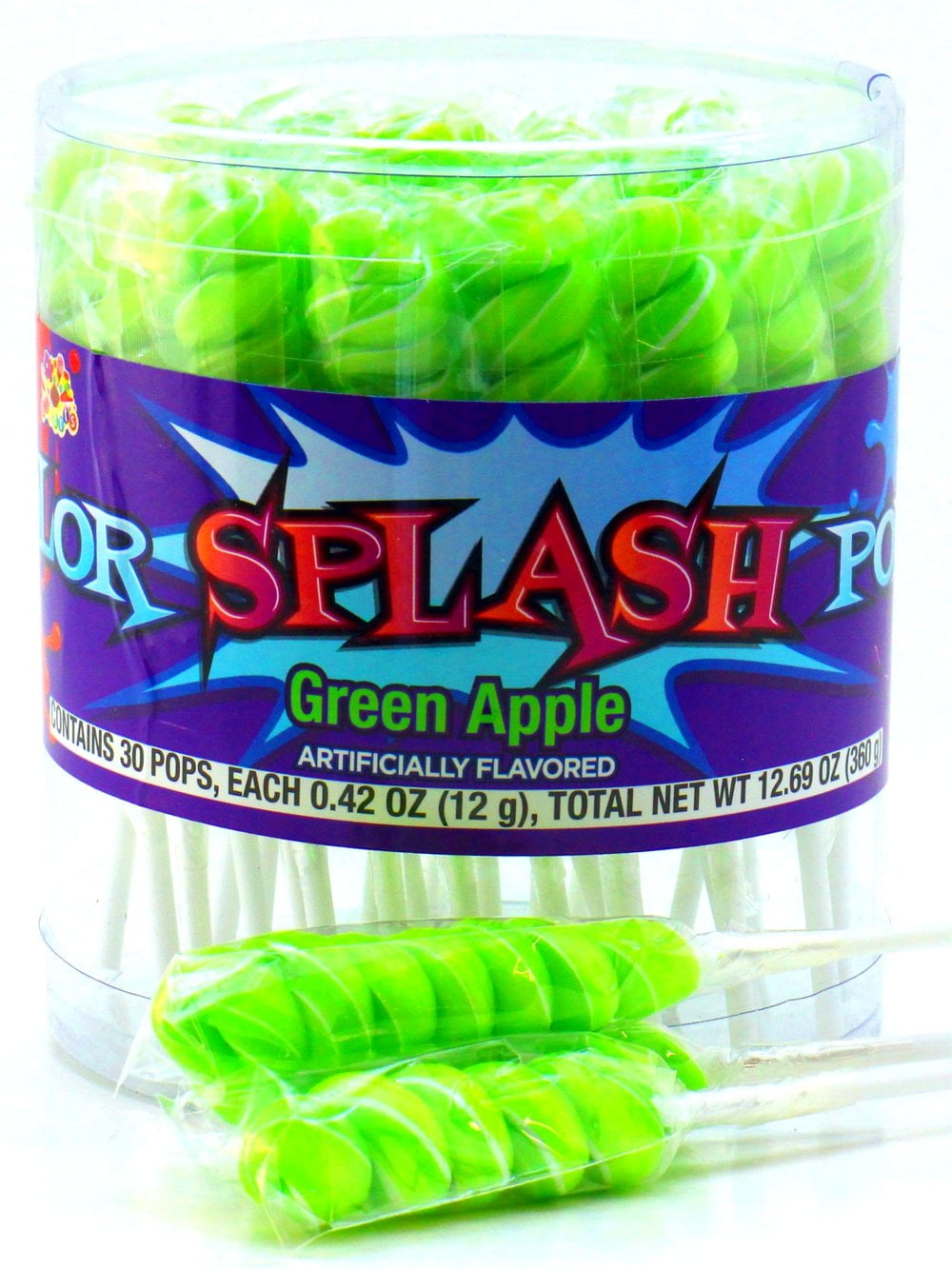 Color Splash Pops, Green Apple Flavor, 30 Count Tub