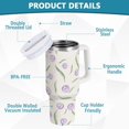 thumbnail image 4 of 30 oz Tumbler with Handle Lid and Straw Insulated Water Tumbler Stainless Steel Water Cup Mug Bottle Reusable Cup Holder Friendly Floral Purple, 4 of 6