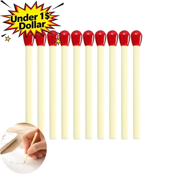 Qocolcyl Under 1 Dollar 10 Pcs Matchstick Shaped Ballpoint Pens, Cute Mini Stylish Writing Pens, 0.5mm Black Ink Pens for Classroom, Office, Daily Use & Party Favors