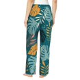 thumbnail image 3 of Pajama Pants Women, Hawaiian Style Cyan Blue Sweatpants Soft Sleep Lounge Pants, Casual PJ Bottoms Pants with Pockets, 3 of 5