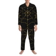 thumbnail image 3 of Fotbe Golden Spider Web Pattern Long Sleeve Pajama Set for Men,Sleepwear Set,2-piece Loungewear Set,Soft PJs Comfy Nightwear with Pockets-X-Large, 3 of 7