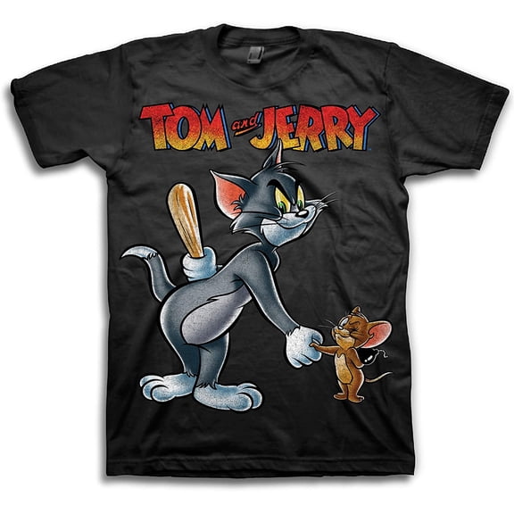 Tom & Jerry Mens' Crewneck T-Shirt- Unisex Adult Sizes