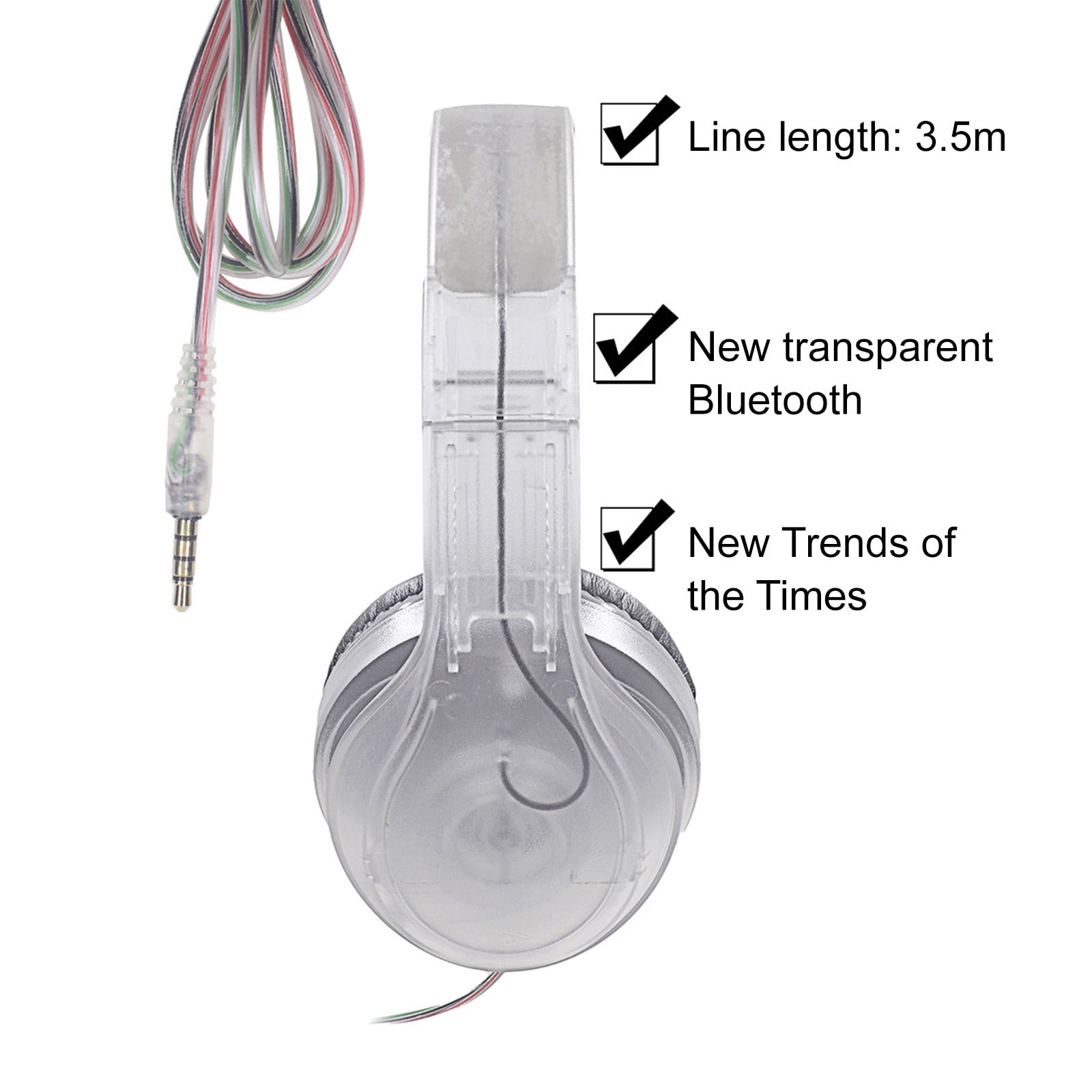 Headphones With Mic Clearance Transparent Over-Ear Headset, Wired Gaming Headset, Soundproof, Noise-Cancelling Headset Novelty In Appearance No Lag, No Stuttering Wireless Headphones For Kids