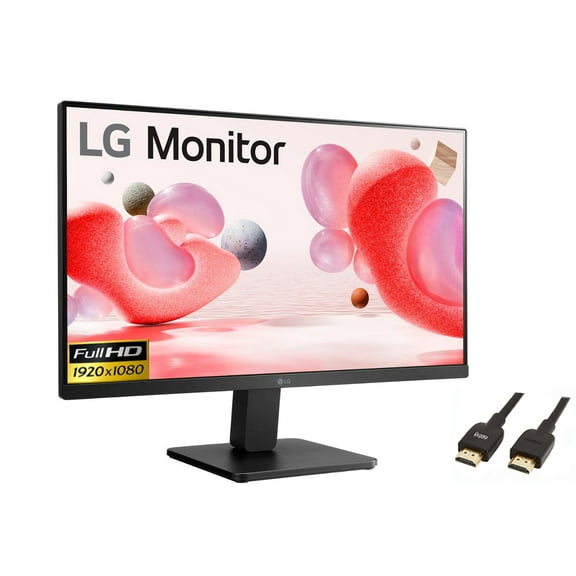 LG 24" IPS Monitor, 3-Side Borderless FHD (1920x1080) LED Display, 100Hz, 5ms, sRGB 99% Color Gamut, AMD FreeSync Monitor (HDMI), Black, with 5ave HDMI Cable