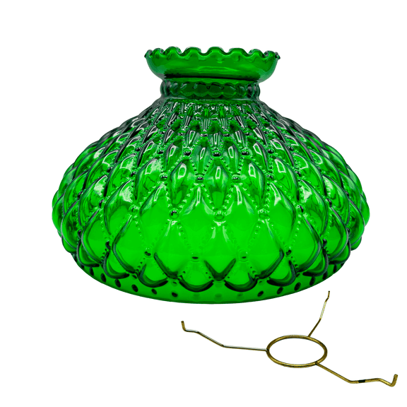 Light Of Mine Princess Feather Shade and Tripod (10" Round Tripod with Dark Green Quilted Shade)