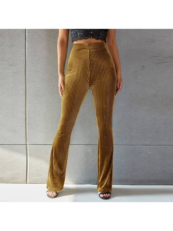 HUPOM Goth Pants Pants For Women Legging High Waist Rise Long Cropped Flare 2XL