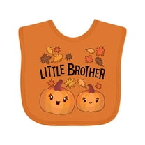 Inktastic Little Brother Pumpkins with Fall Leaves Boys Baby Bib