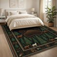 thumbnail image 3 of ODIKA 8'x10' Washable Area Rug Durable, Non-Slip Paw Print Rustic With Centered Woodland Wildlife Emblem Cabin Bear Refined for Living Room, Under Sectional, Family, 3 of 7