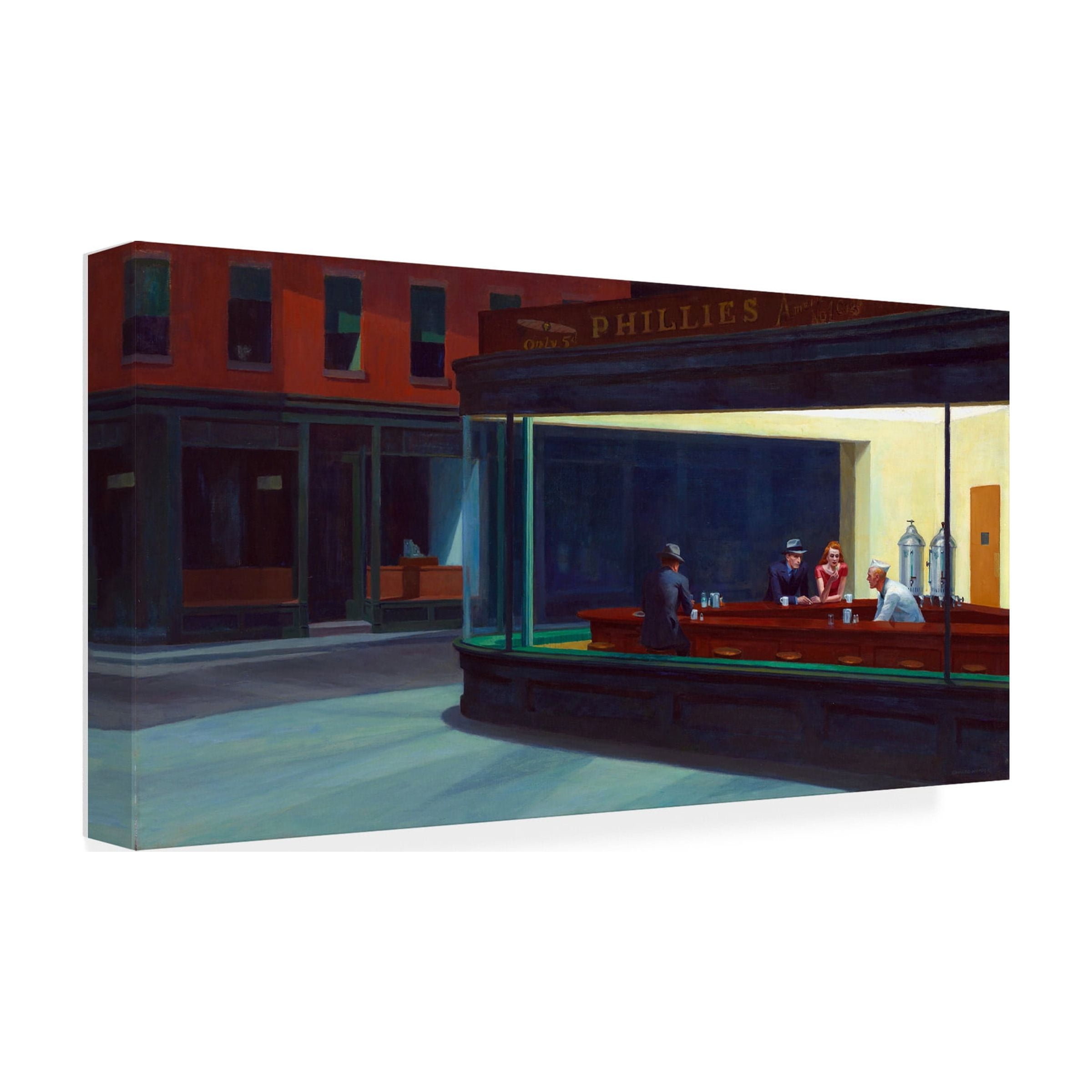Trademark Fine Art Edward Hopper Nighthawks Canvas Wall Art - 24x47