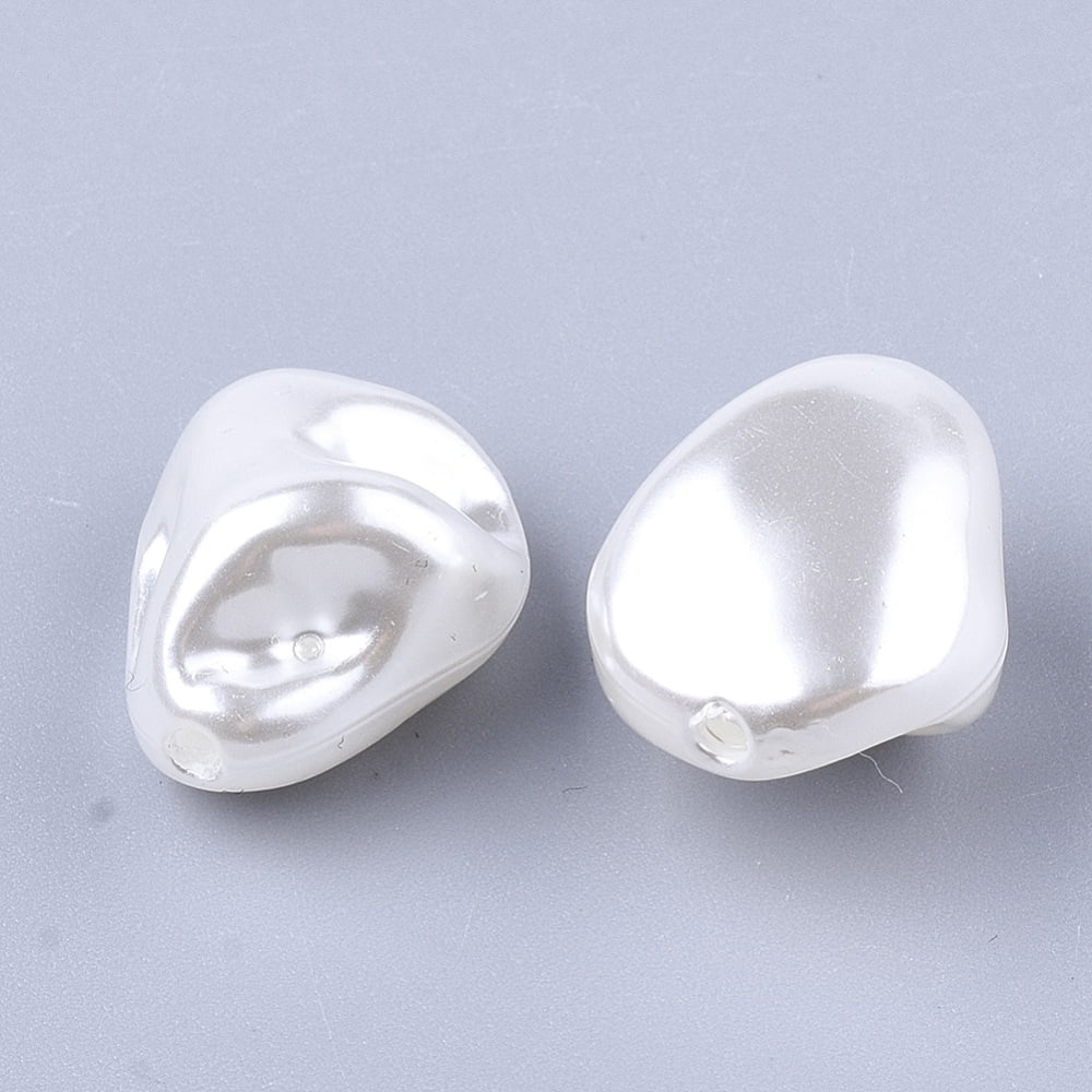 Plastic Imitation Pearl Beads Creamy White 16.5x13x10mm Hole: 1.8mm 516pcs/500g DIY