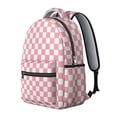 thumbnail image 2 of Pink and White Checkered Pattern Backpack for School, Cute School Bag with Adjustable Shoulder Straps and Padded Back, 15.3"x11"x7.1", 2 of 4