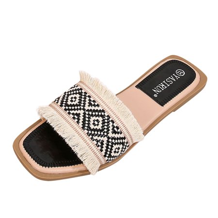 

Slippers for Women Fashion Womens Breathable Lace Up Shoes Flats Casual Sandals House Slippers Pu 37