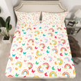 thumbnail image 2 of Feelyou Butterfly Animal Queen Sheet Sets, Cartoon Rainbow Bed Set, 4-Piece, 2 of 7