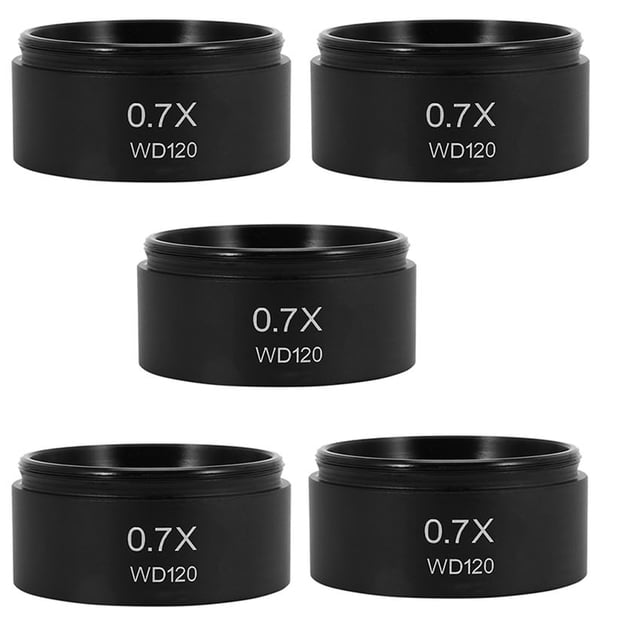 5X WD120 0.7X Microscopio Estéreo Trinocular Lente Objetivo Auxiliar Lente Barlow Rosca de 48 mm