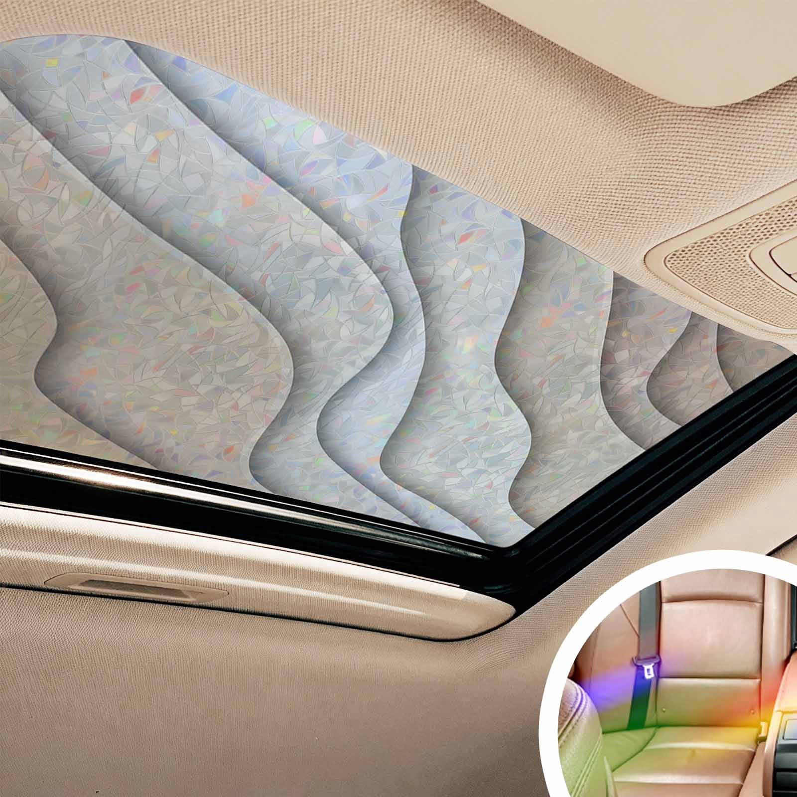 Beige Ombre Window Privacy Film Stain Glass,Reusable Decorative Rainbow Window Film,Modern Geometric Abstract Aesthetic Cream Static Cling Sun Blocking Stickers Decals Covers 23.6" x 59" (2pcs)