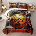 thumbnail image 2 of Castle Fairy Sport Basketball Twin Quilt Set,Abstract Graffiti Splash Twin Coverlet Set,Orange Black, 2 of 7