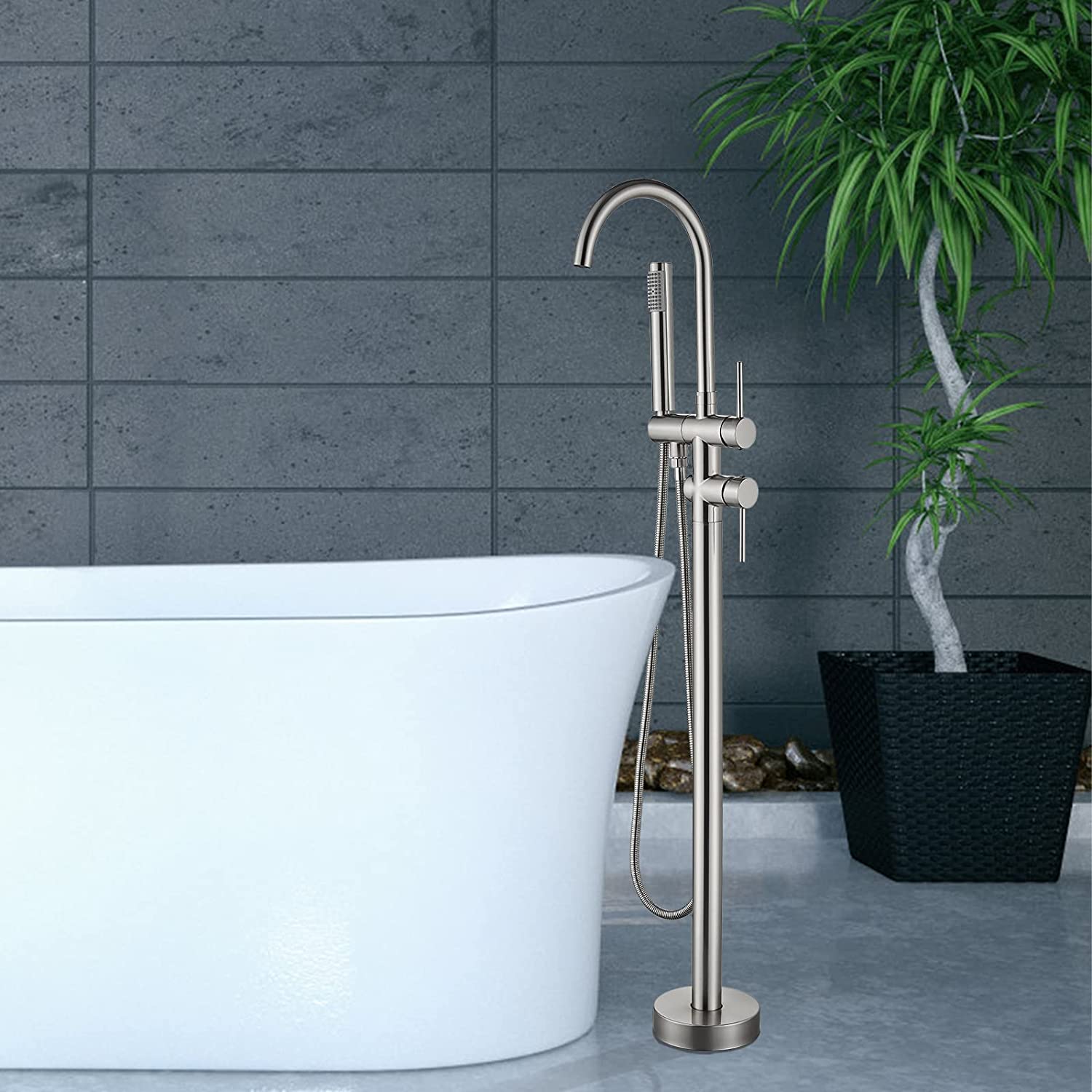 CES Freestanding Tub Fillers Chrome Floor Mounted Bathtub Faucets With