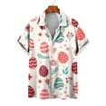 thumbnail image 5 of Lilgiuy Easter Day Shirt for Men Casual Easter Eggs Graphic Short Sleeve Lapel Collar Button Down Beach Hawaiian Vacation Shirt(Red,L), 5 of 5